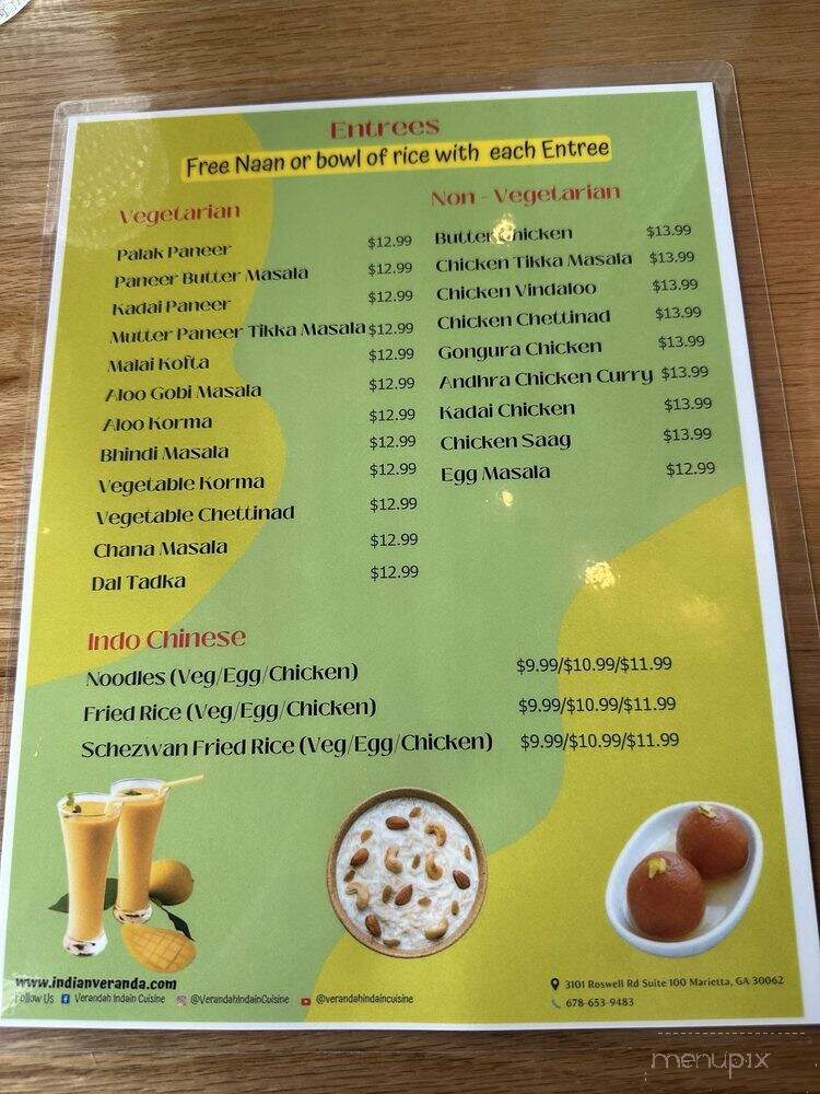 Verandah Indian Cuisine - Marietta, GA menu_pic