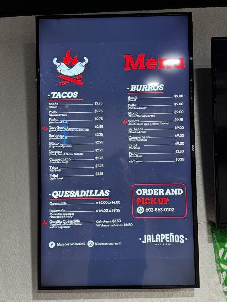 Jalapenos Sonora Grill - Glendale, AZ menu_pic
