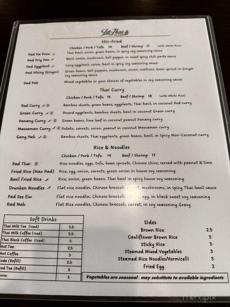 Lil Thai Place - Jacksonville, FL menu_pic