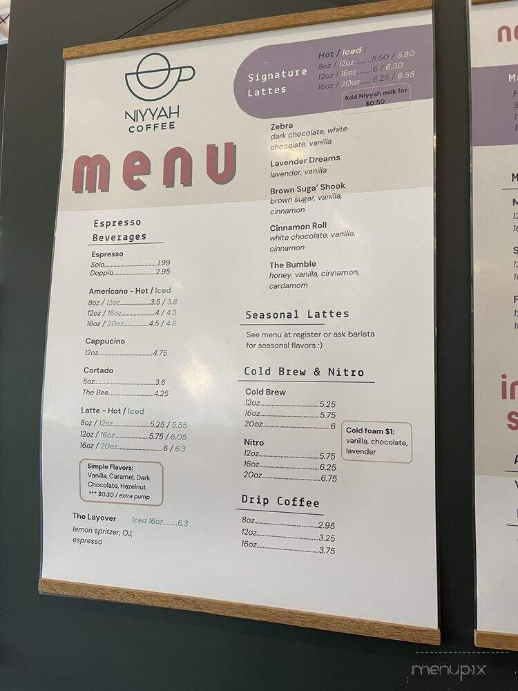 Niyyah Coffee - Fishers, IN menu_pic