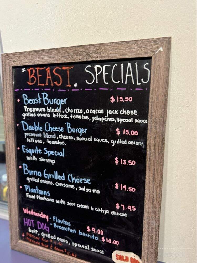 Beast Taqueria - Santa Barbara, CA menu_pic