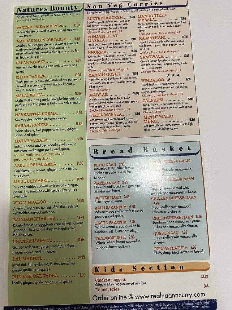 Naan N Curry - Portland, OR menu_pic