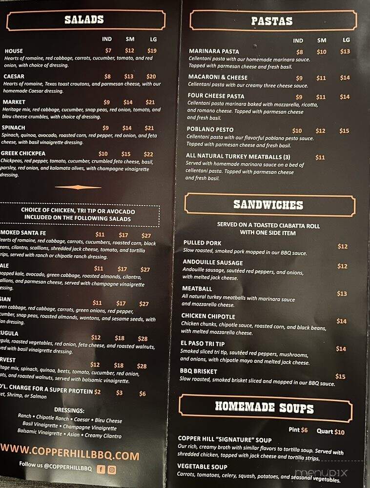 Copper Hill BBQ - Valencia, CA menu_pic