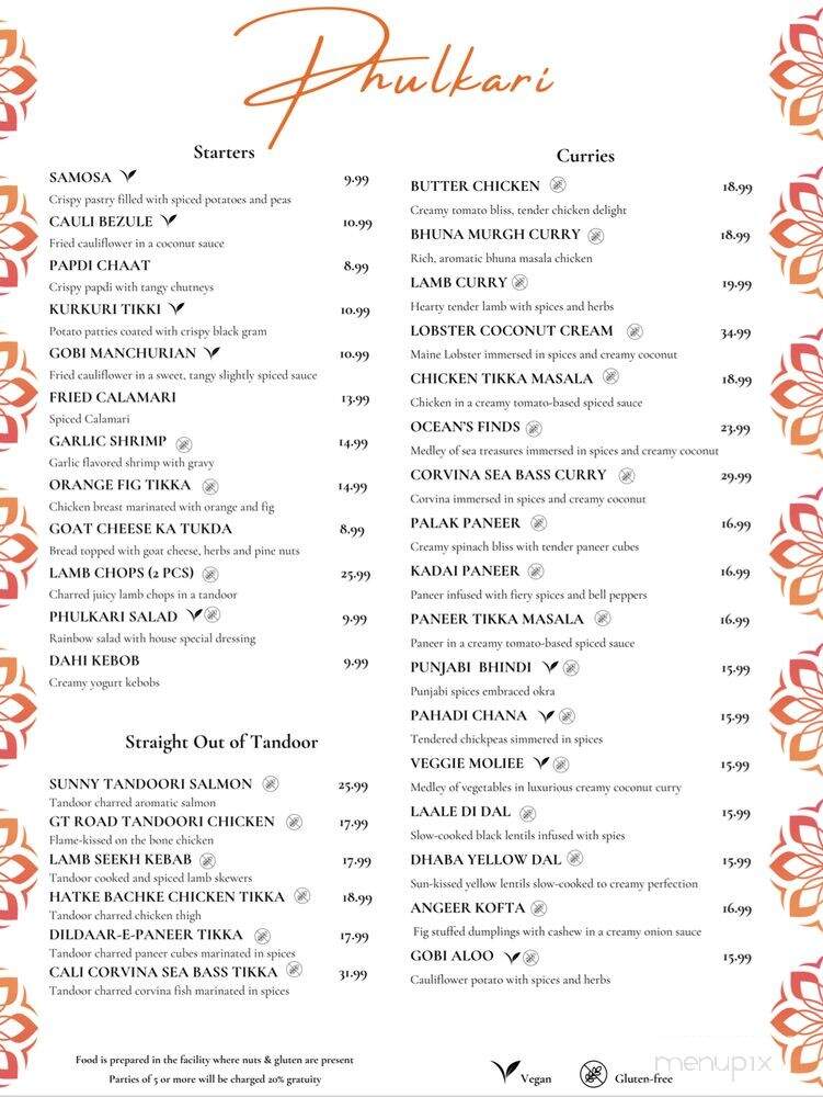Phulkari Indian Cuisine - Castro Valley, CA menu_pic