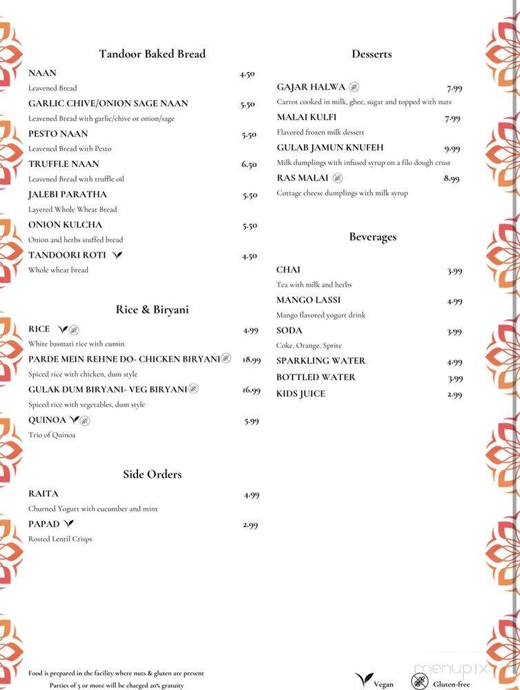 Phulkari Indian Cuisine - Castro Valley, CA menu_pic