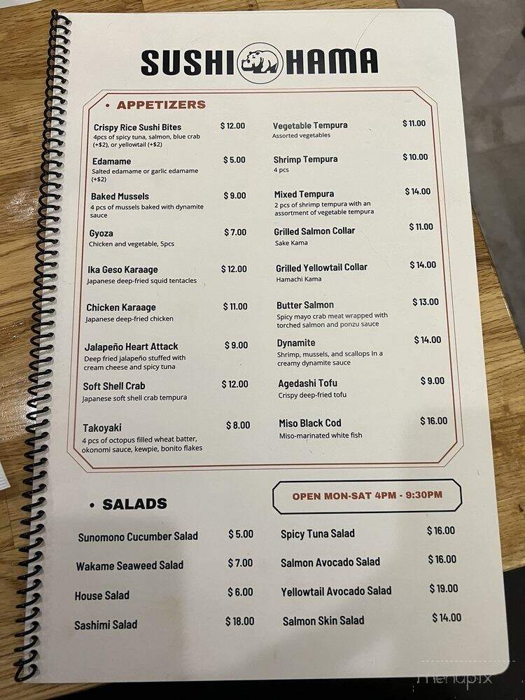 Sushi Hama - Seal Beach, CA menu_pic