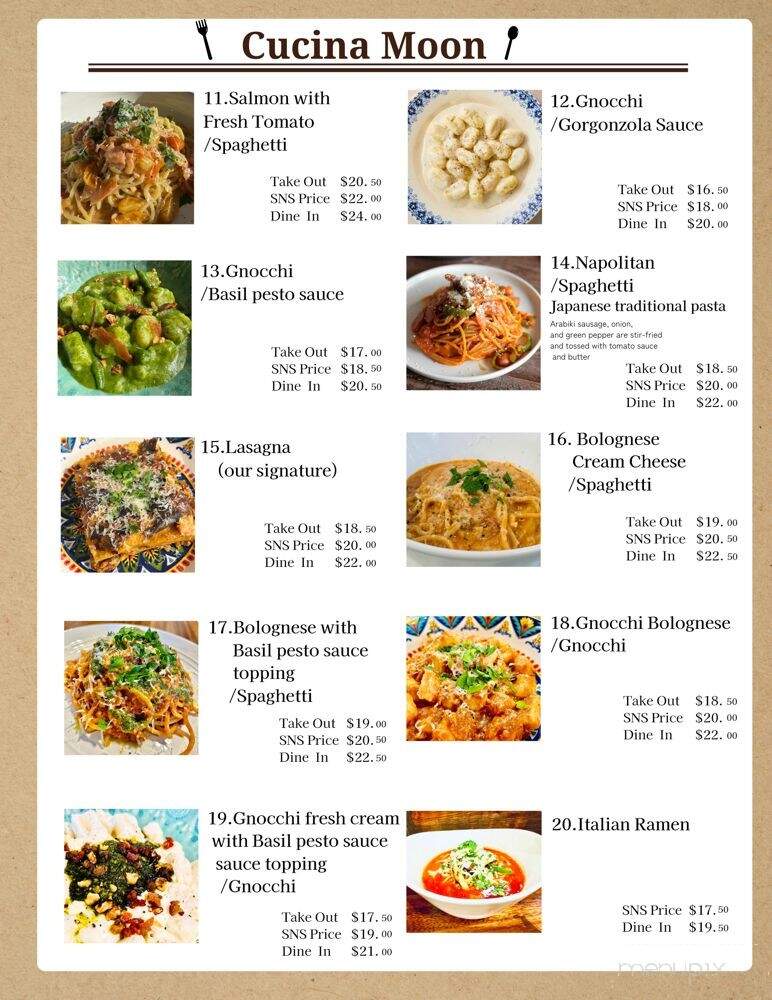 Cucina Moon - Urban Honolulu, HI menu_pic