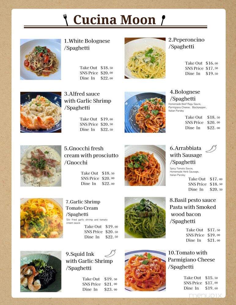 Cucina Moon - Urban Honolulu, HI menu_pic