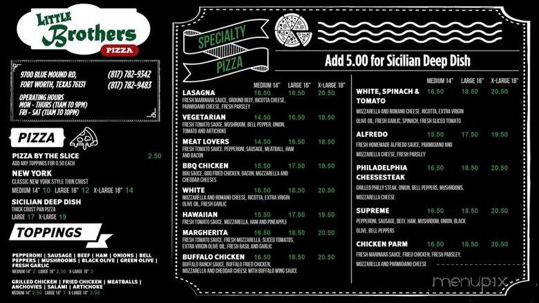 Little Brothers Pizza - Fort Worth, TX menu_pic