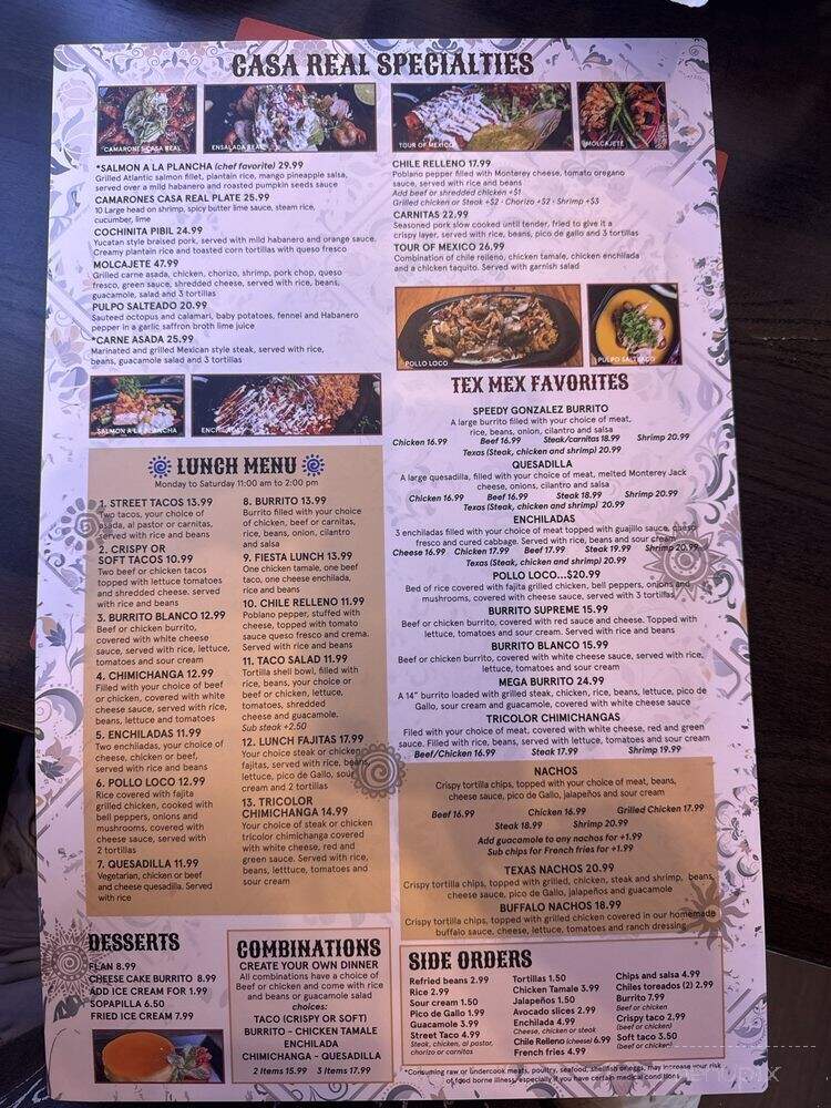 Casa Real - Las Vegas, NV menu_pic