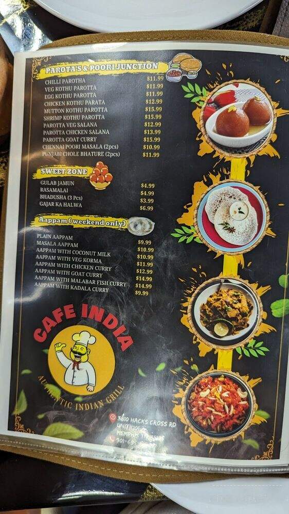 Cafe India - Memphis, TN menu_pic