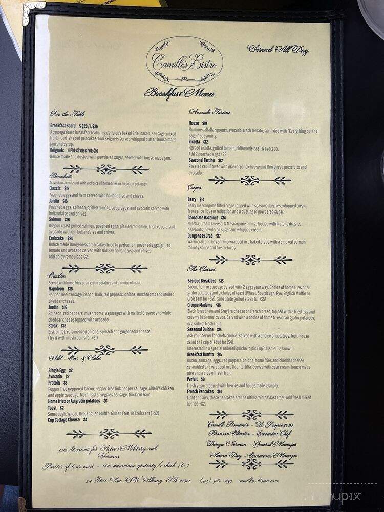 Camille's Bistro - Albany, OR menu_pic