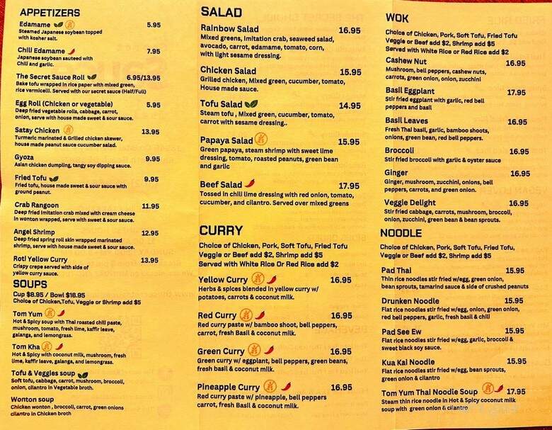 The Secret Sauce Thai Kitchen - Rehoboth Beach, DE menu_pic