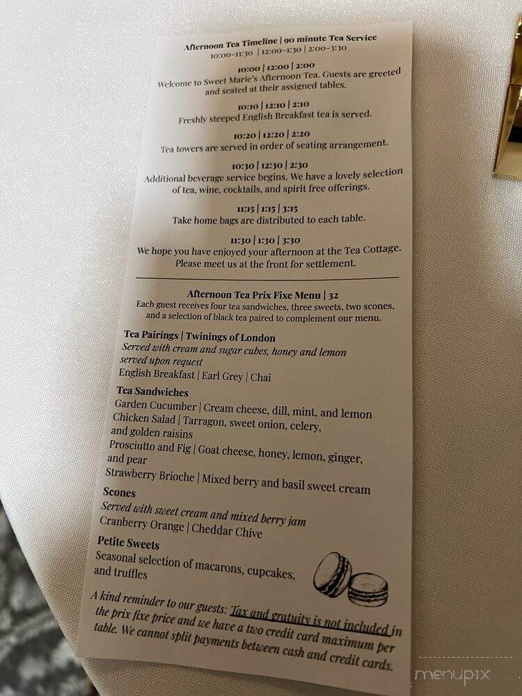 Sweet Maries Tea Cottage - Wickford, RI menu_pic