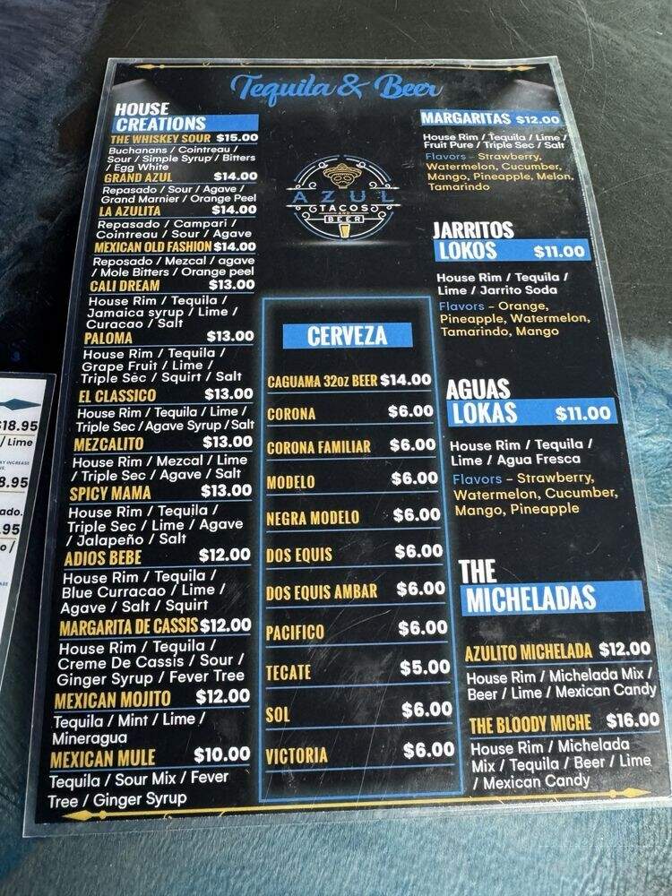 Azul Tacos and Beer - Charlotte, NC menu_pic