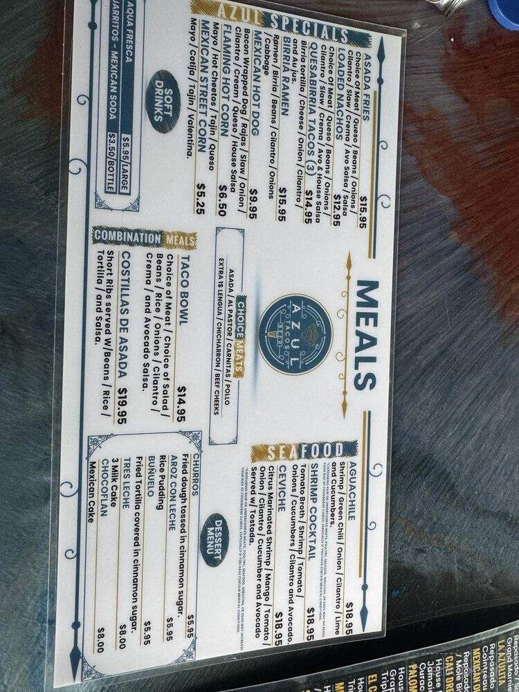 Azul Tacos and Beer - Charlotte, NC menu_pic