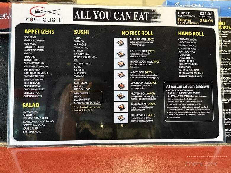 Koyi Sushi - Costa Mesa, CA menu_pic