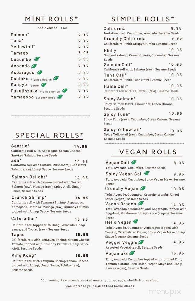 Greenlake Sushi and Roll - Seattle, WA menu_pic