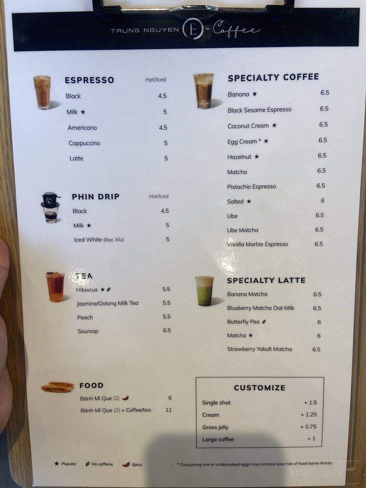Trung Nguyen E-Coffee - Santa Ana, CA menu_pic