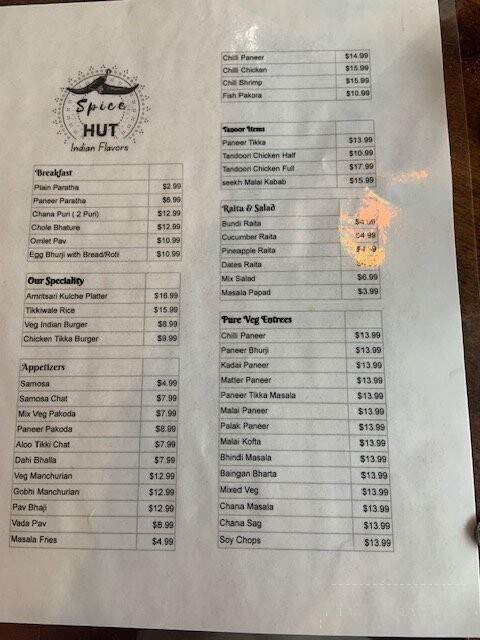 Spice Hut - Lenoir City, TN menu_pic