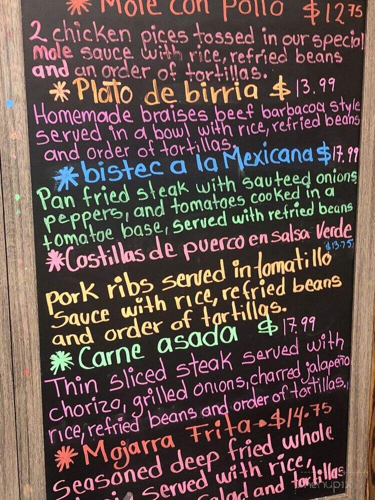 Casa Mexicana - Brevard, NC menu_pic