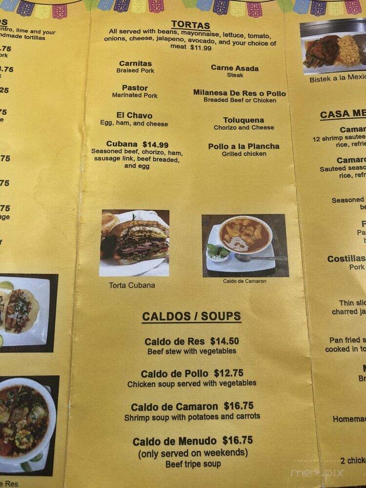 Casa Mexicana - Brevard, NC menu_pic
