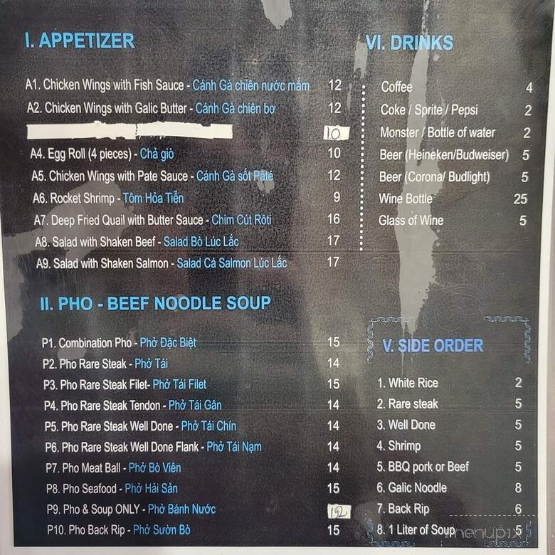 Wow Pho & Steak - Anaheim, CA menu_pic