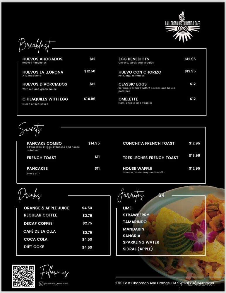 La Llorona Restaurant & Cafe - Orange, CA menu_pic