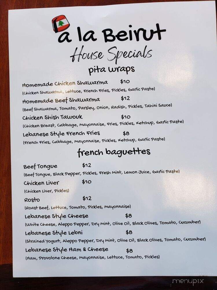 A La Beirut - Los Angeles, CA menu_pic