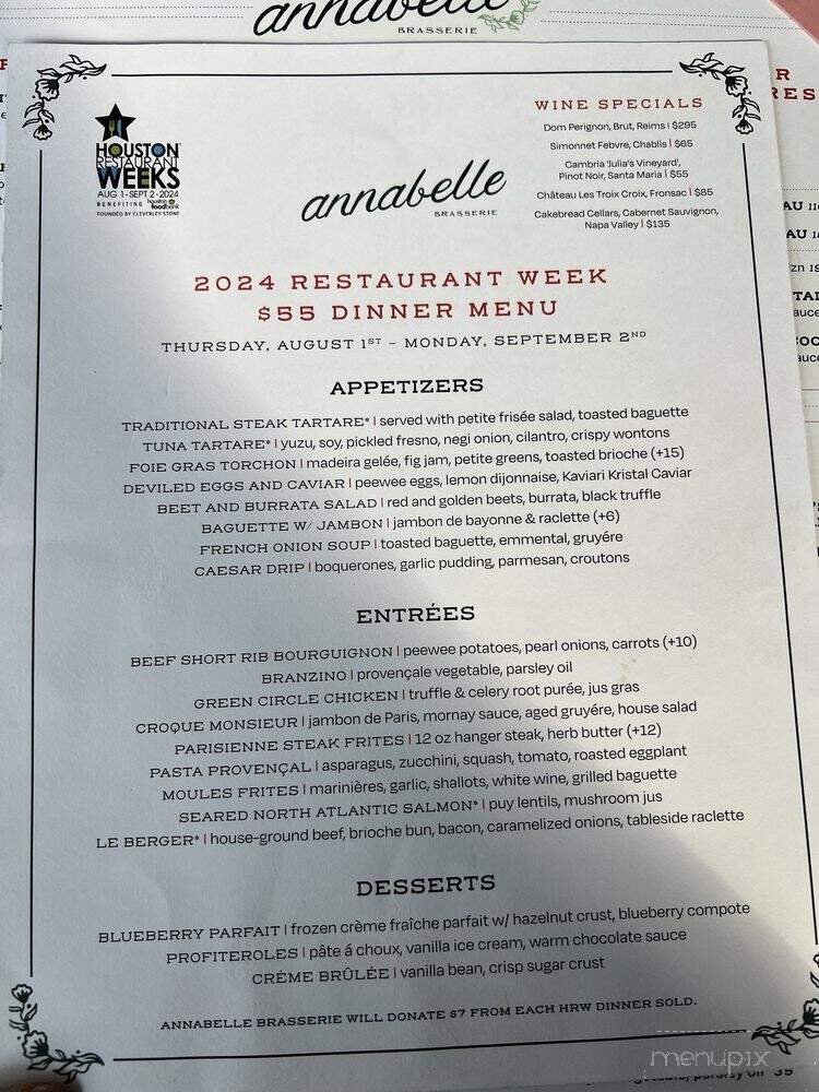 Annabelle Brasserie - Houston, TX menu_pic