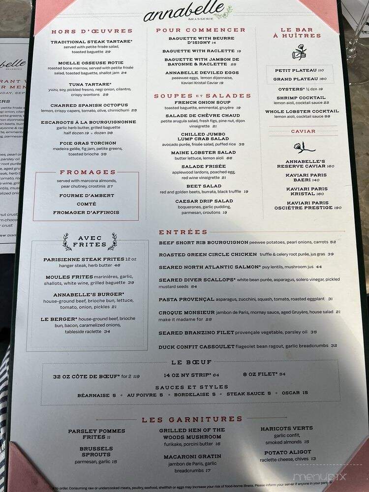 Annabelle Brasserie - Houston, TX menu_pic