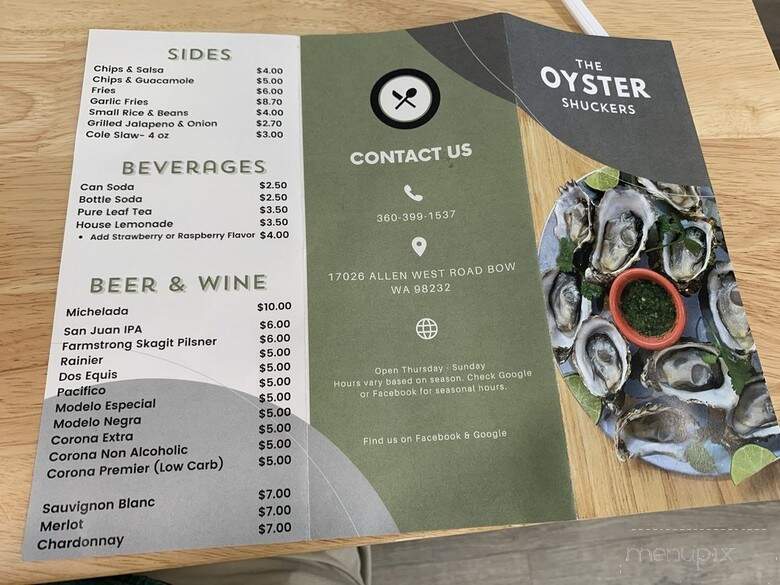 The Oyster Shuckers Oyster Bar & Taqueria - Bow, WA menu_pic