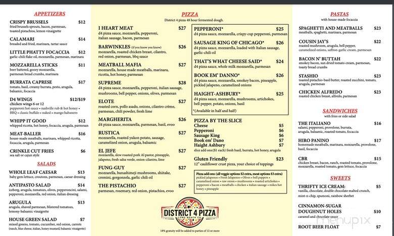 District 4 Pizza - Long Beach, CA menu_pic