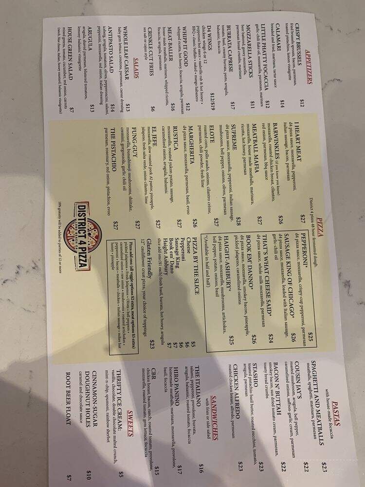 District 4 Pizza - Long Beach, CA menu_pic