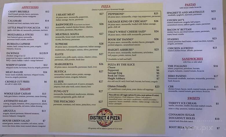 District 4 Pizza - Long Beach, CA menu_pic