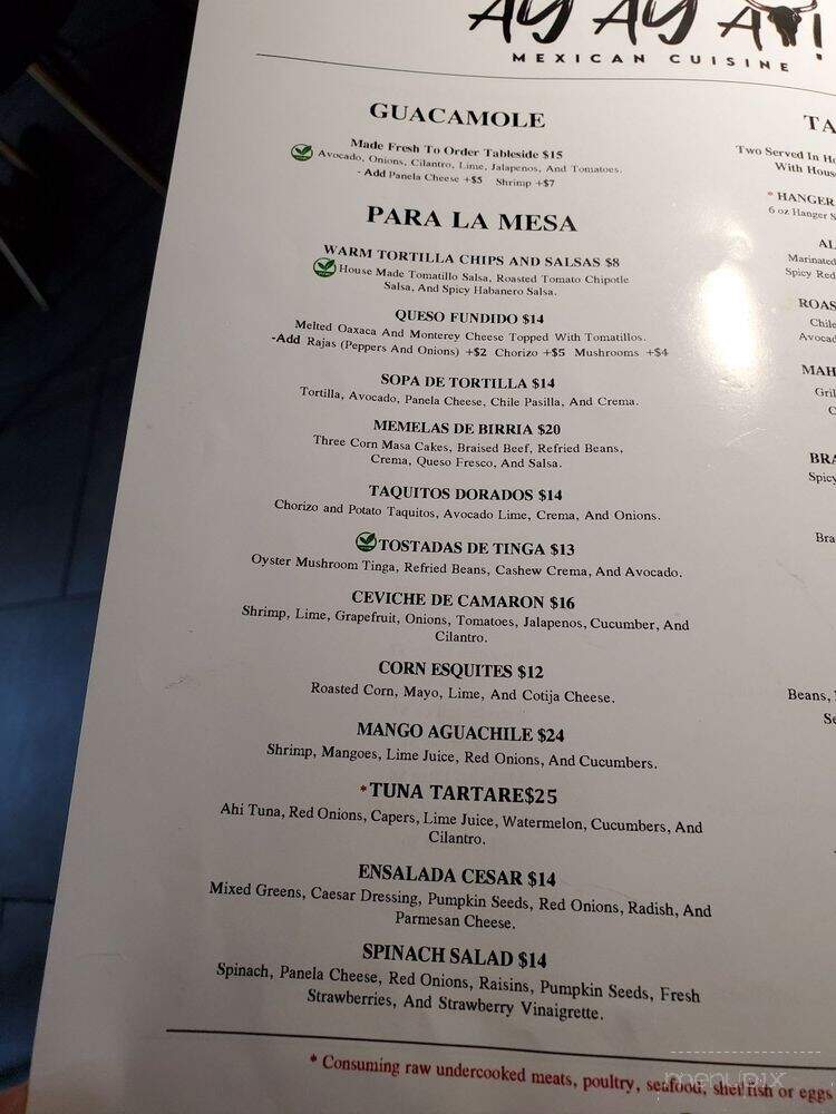 AyAyAy! Mexican Cuisine - Henderson, NV menu_pic