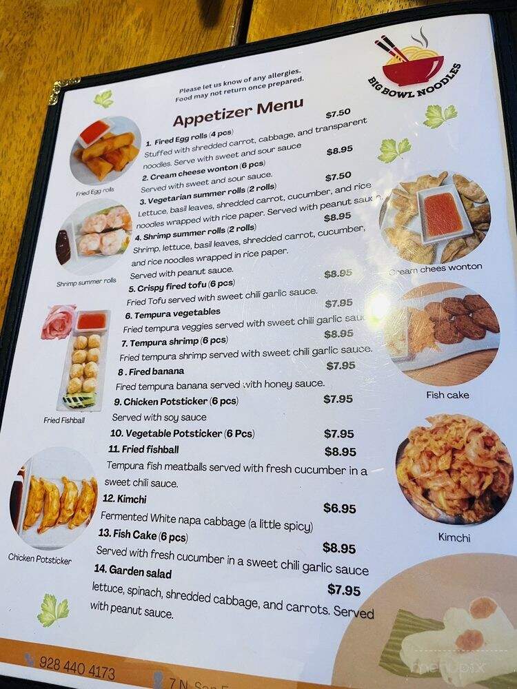 Big Bowl Noodles - Flagstaff, AZ menu_pic
