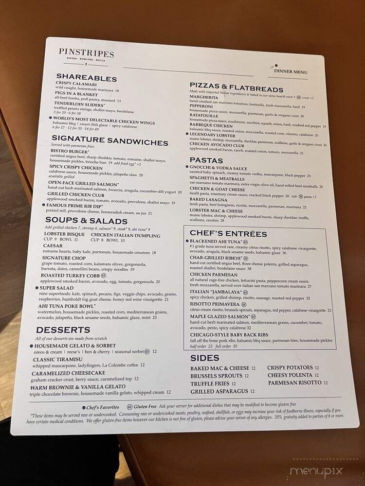 Pinstripes - Los Angeles, CA menu_pic