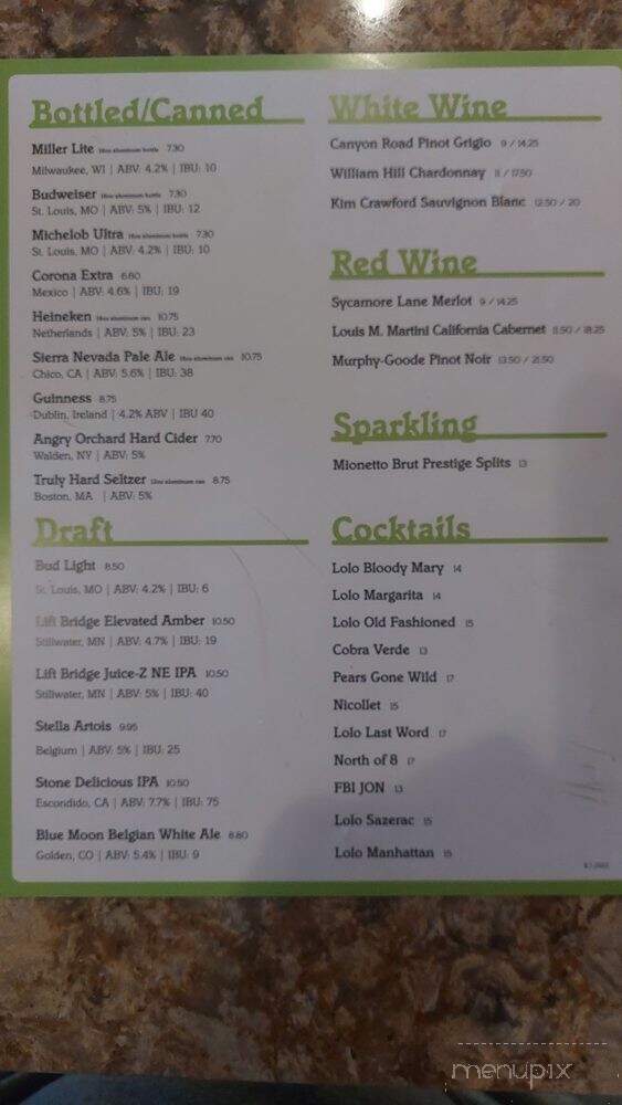 Lolo American Kitchen and Craft Bar - Saint Paul, MN menu_pic