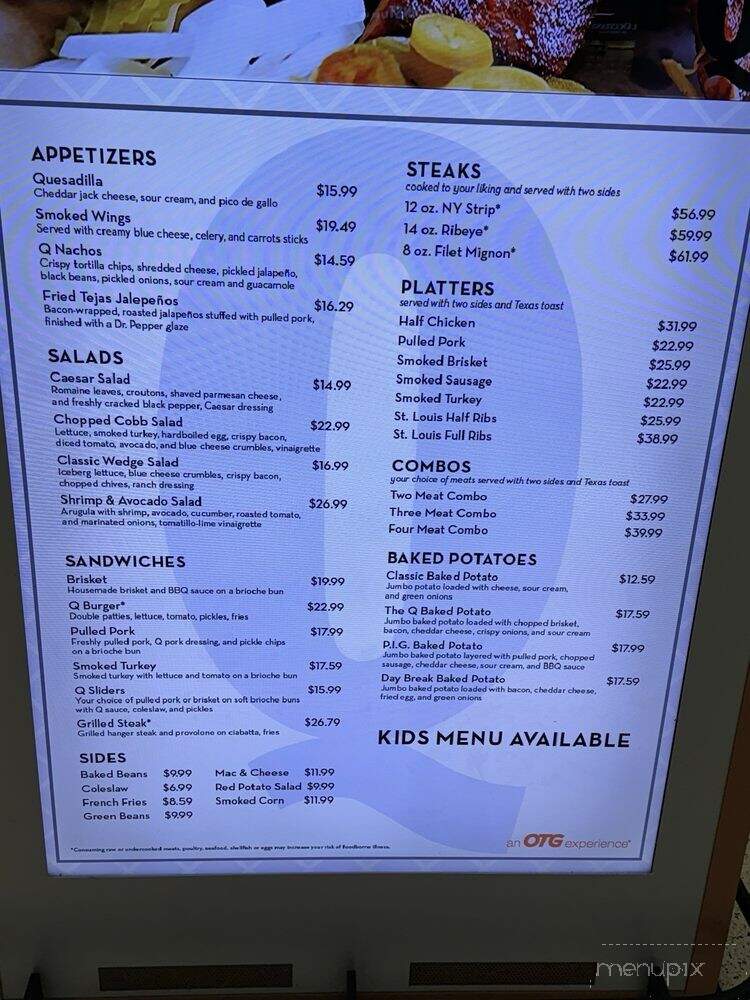 Q Texas BBQ Smokehouse - Houston, TX menu_pic