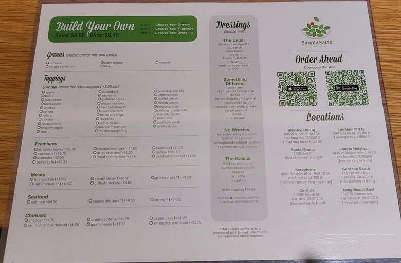 Simply Salad - Gardena, CA menu_pic