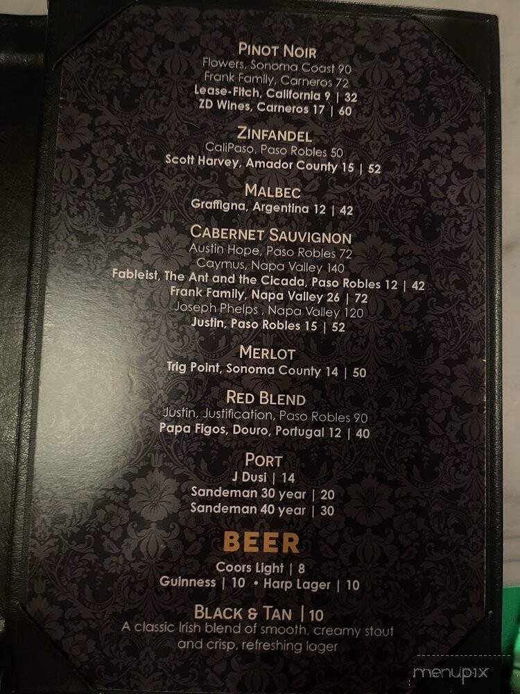 Falcon's Lair - Ripon, CA menu_pic