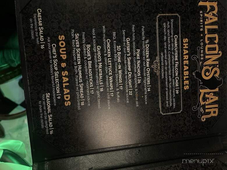 Falcon's Lair - Ripon, CA menu_pic