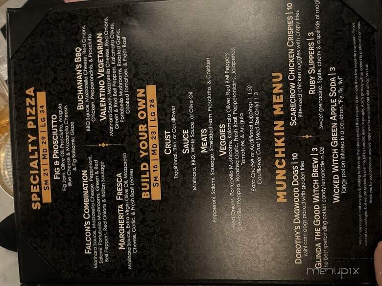 Falcon's Lair - Ripon, CA menu_pic