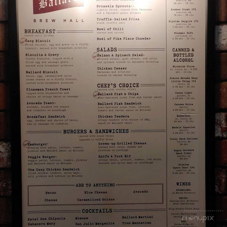 Ballard Brew Hall - Seattle, WA menu_pic