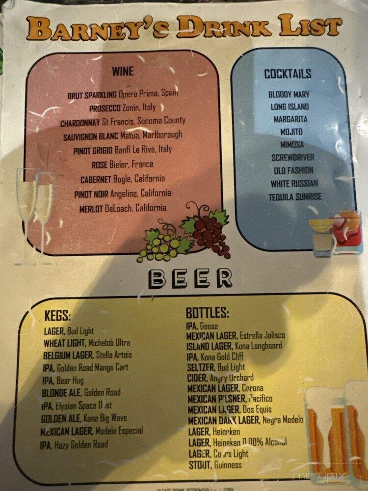 Barney's Beanery - Los Angeles, CA menu_pic