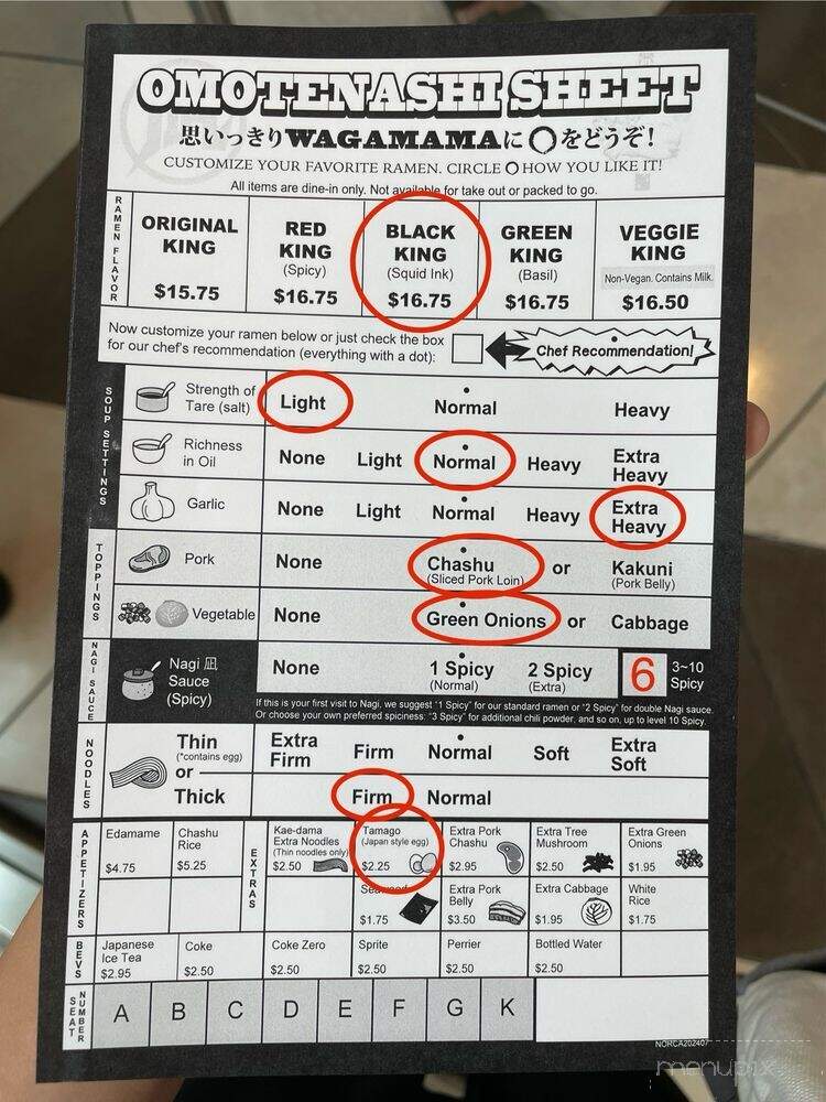 Ramen Nagi - Santa Clara, CA menu_pic