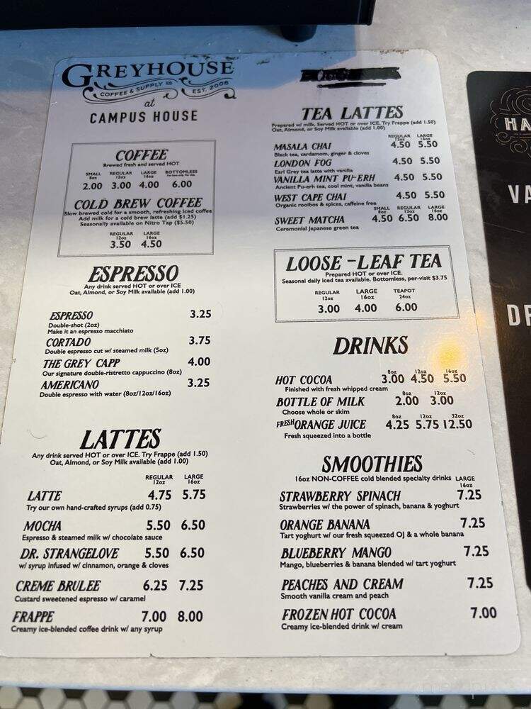 Greyhouse Coffee - West Lafayette, IN menu_pic