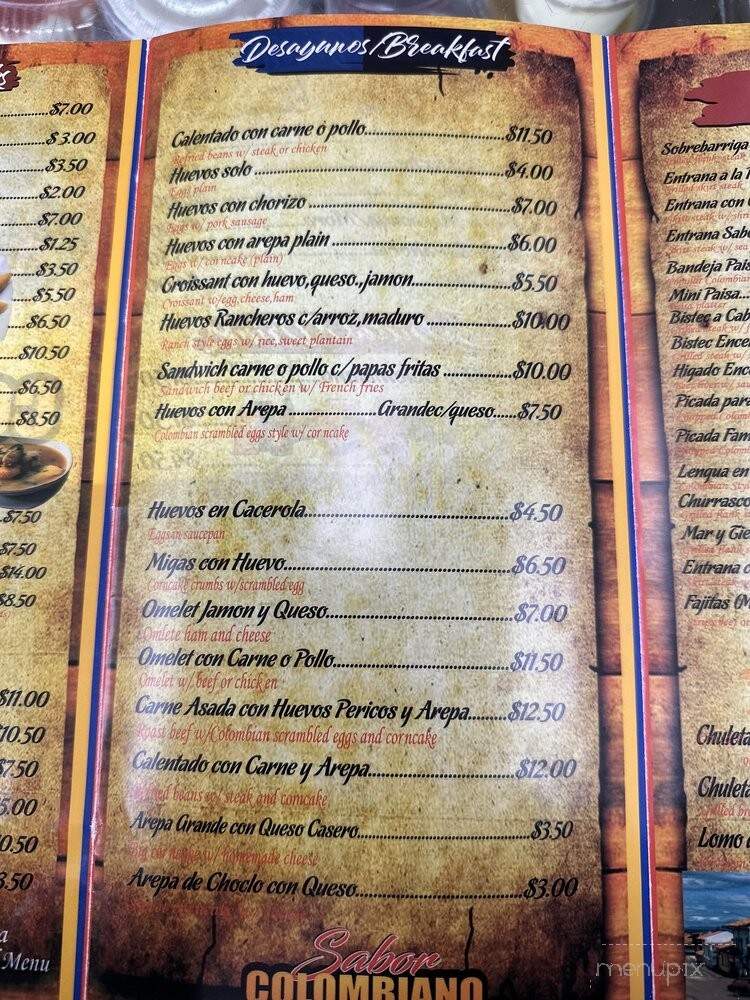 Sabor Colombiano - Elizabeth, NJ menu_pic