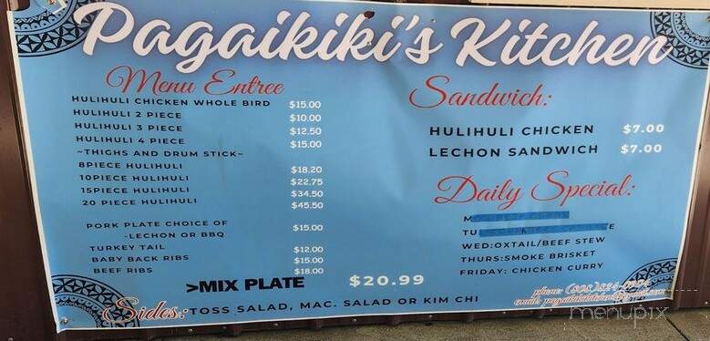 Pagaikiki's Kitchen - Pearl Harbor, HI menu_pic
